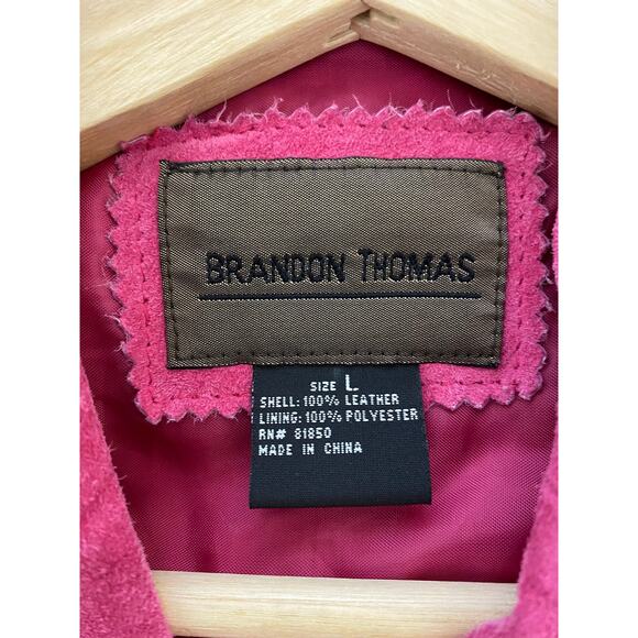 Brandon Thomas Women L Pink Suede Leather Button Up Shirt Jacket - Picture 4 of 4